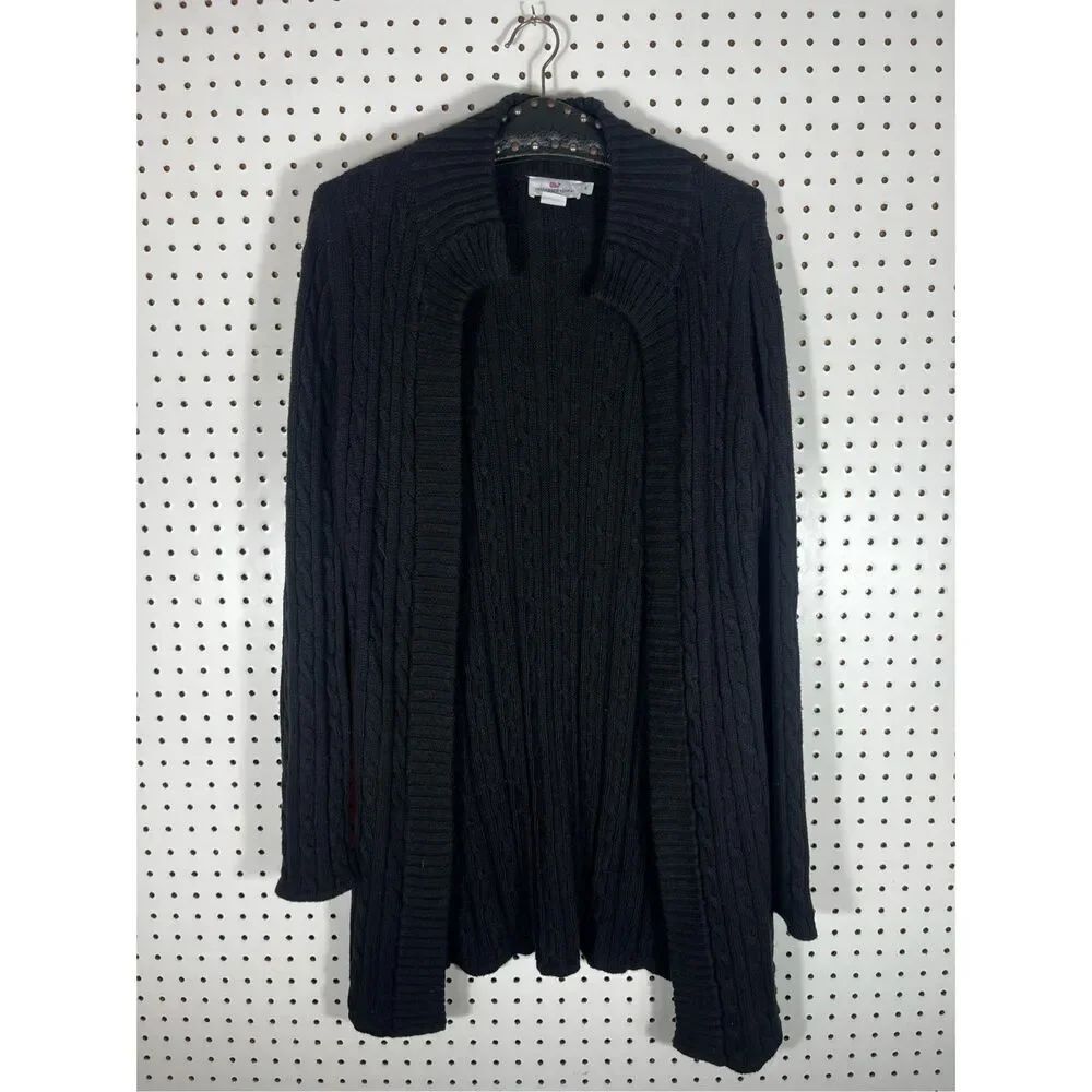 Vineyard Vines cable ribbon open cardigan sweater size S